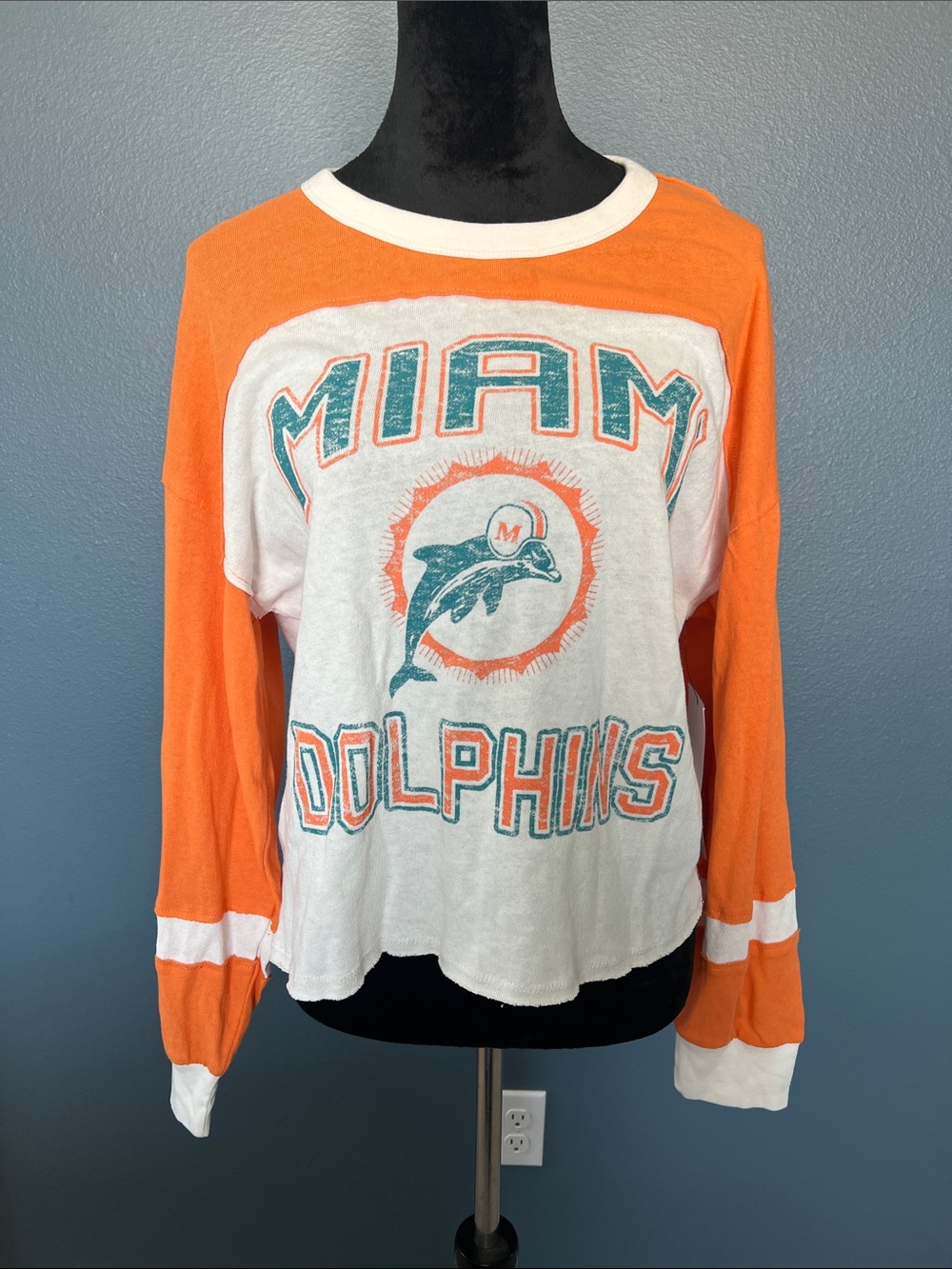 Miami Dolphins Orange and White Long-Sleeve Shirt
